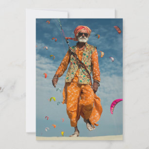 Invitation Majestic indienne Elder Kite Flying on the Beach