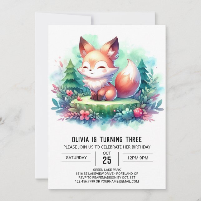 Invitation Majestic Little Fox Anniversaire numérique (Devant)