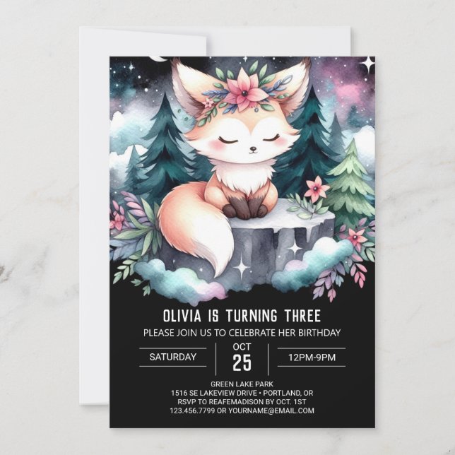 Invitation Majestic Minimaliste Fox Anniversaire (Devant)