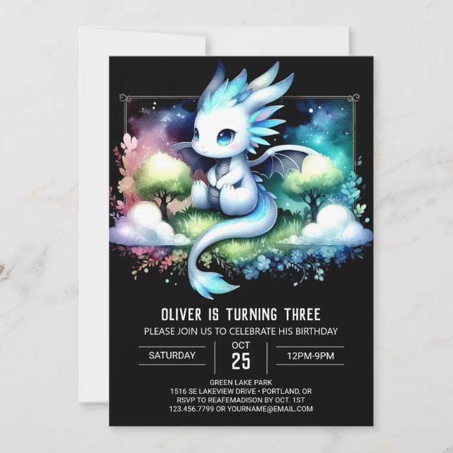 Invitation Majestic Modern Dragon Anniversaire (Devant)