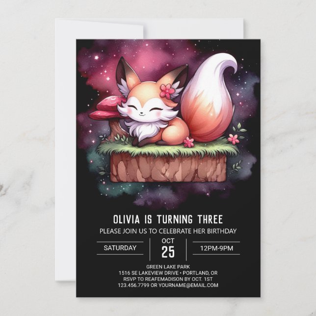 Invitation Majestic Modern Fox Anniversaire numérique (Devant)