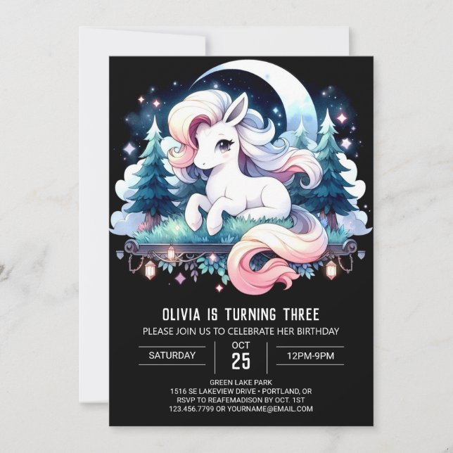 Invitation Majestic Modern Horse Anniversaire (Devant)