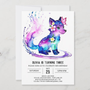 Invitation Majestic Rose Wolf Digital Girl Anniversaire