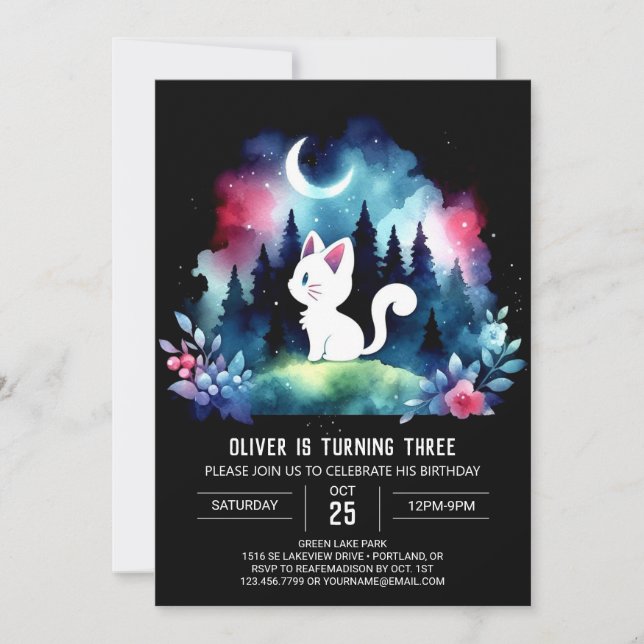 Invitation Majestic Simple Chat Anniversaire (Devant)