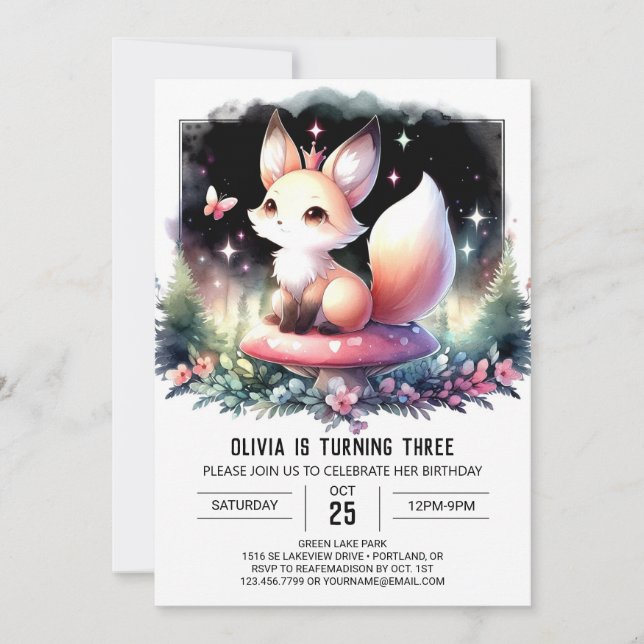 Invitation Majestic Sweet Fox Anniversaire numérique (Devant)