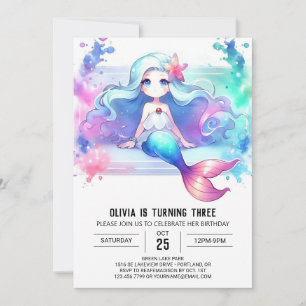 Invitation Majestic Under the Sea Mermaid Anniversaire