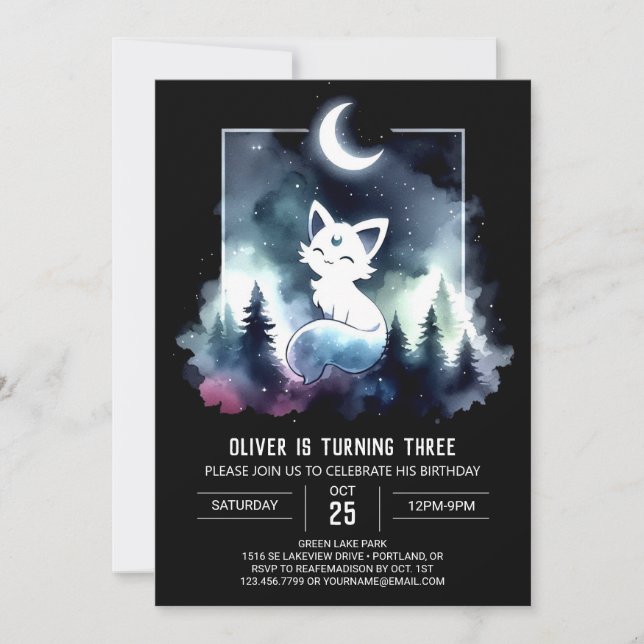 Invitation Majestic Whimsical Chat Anniversaire (Devant)