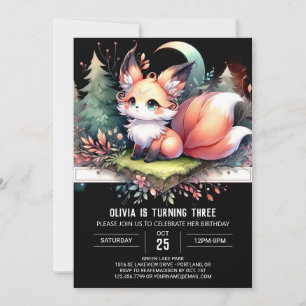 Invitation Majestic Whimsy Fox Anniversaire numérique
