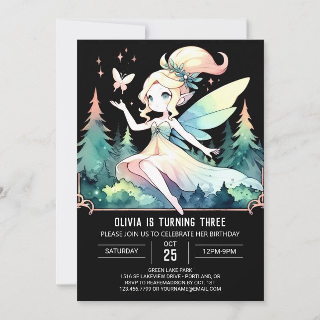 Invitation Majestic Woods Fairy Anniversaire (Devant)