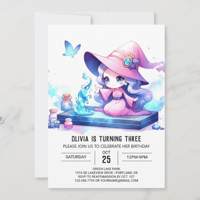 Invitation Majestueux Anniversaire Enfant Magicien (Devant)