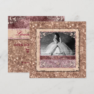 Invitation Major de promotion diplômé Noël Rose Or étoile