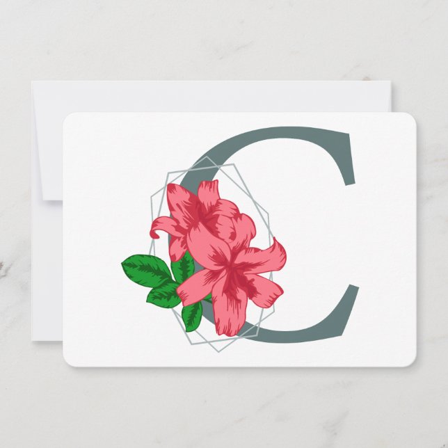 Invitation Majuscule C monogramme floral (Devant)