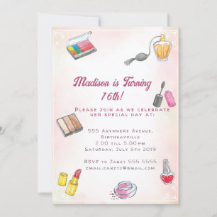 Invitation make up birthday
