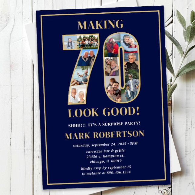 Invitation Making 70 Look Good Photo Surprise Birthday (Créateur téléchargé)