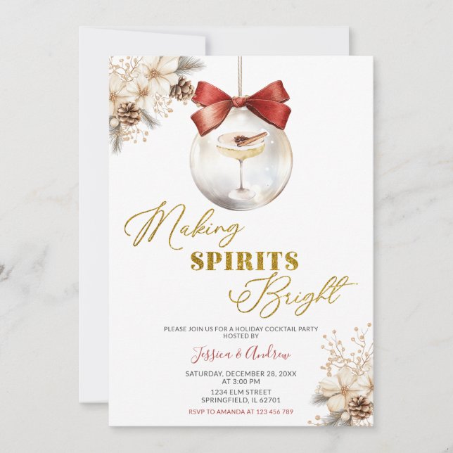Invitation Making Spirits Bright Winter Bauble Cocktail Party (Devant)