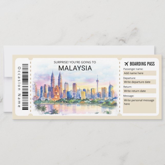 Invitation Malaysia Trip Boarding Pass Ticket (Devant)