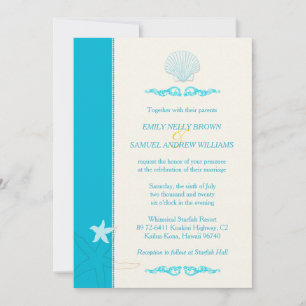 Invitation Malibu Blue + Ivory Hip Beach Wedding
