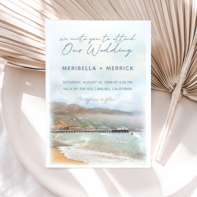 Invitation Malibu | California Beach Watercolor Mariage (Créateur téléchargé)