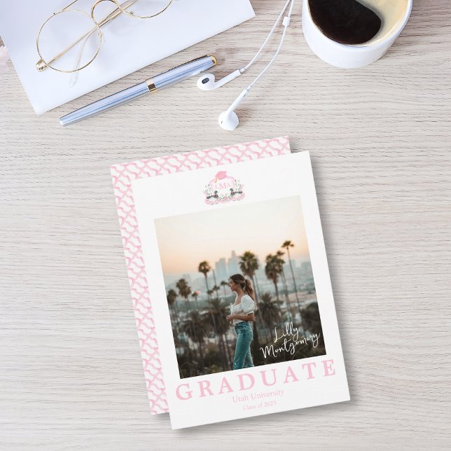 Invitation Mallard Canard Monogramme Graduation Crest Graduat (Créateur téléchargé)