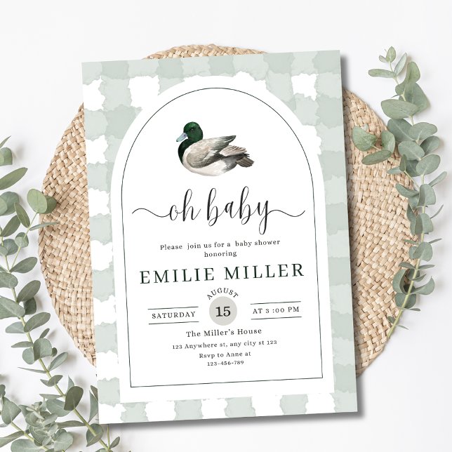Invitation Mallard Duck Baby Shower Invitation, Neutral Green (Créateur téléchargé)