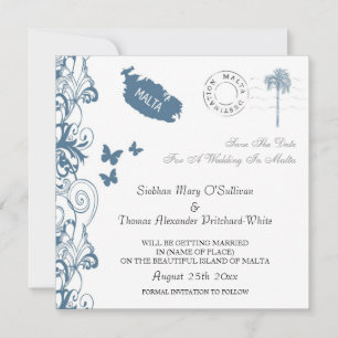 Invitation Malte Enregistrer La Date En Malte Bleu