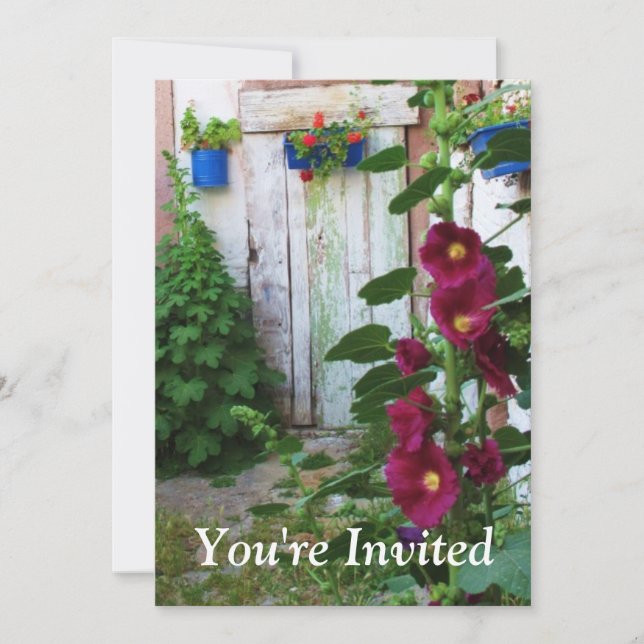 Invitation Malves et fleurs de jardin anglais (Devant)
