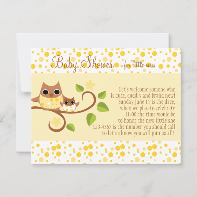 Invitation Mama and Baby Owl (Devant)