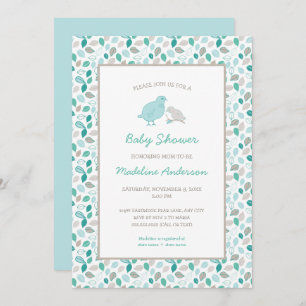 Invitation Mama + Baby Bird baby shower de genre neutre