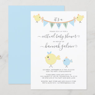Invitation Mama Bird Little Chick Virtual Baby Boy Douche