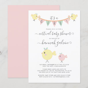 Invitation Mama Bird Little Chick Virtual Baby Girl Douche