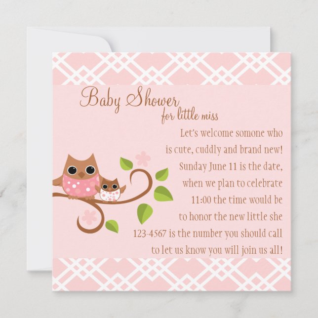 Invitation Mama et Baby Owl (Devant)