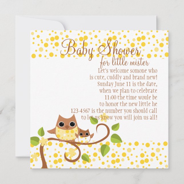 Invitation Mama et Baby Owl (Devant)
