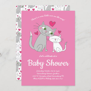Invitation Mama et bébé Baby shower de chats Cute Kitten