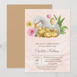 Invitation Mama et bébé canard Baby shower d'animaux aquatiqu