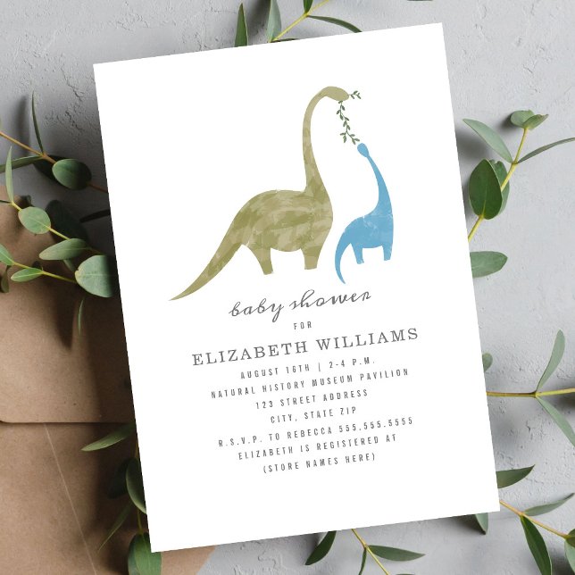Invitation Mama et bébé Dinosaur Baby shower garçon (Créateur téléchargé)