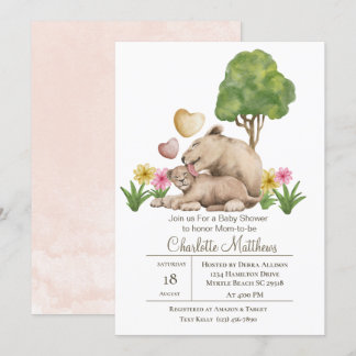 Invitation Mama et bébé Lion Jungle Sarfari Baby shower Inv