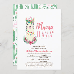 Invitation Mama Llama Baby shower Fiesta Cactus Cute Girls