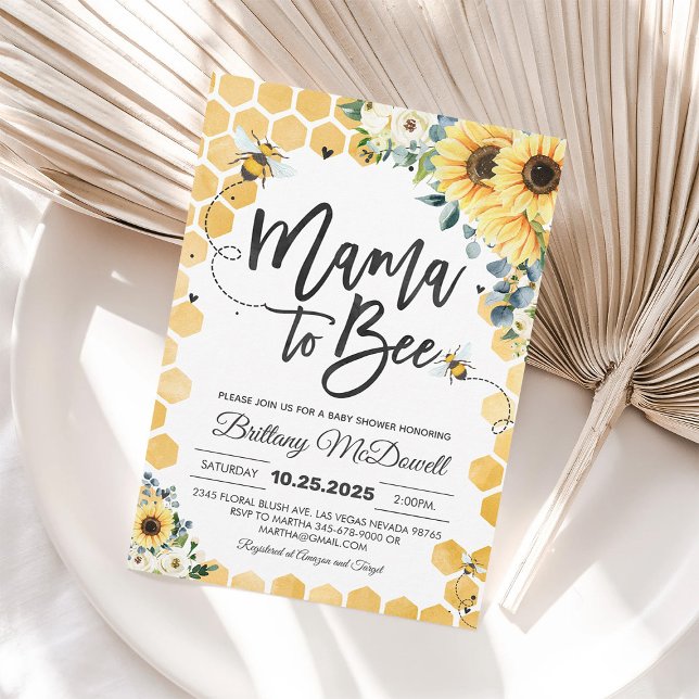 Invitation Mama to Bee Baby shower (Créateur téléchargé)
