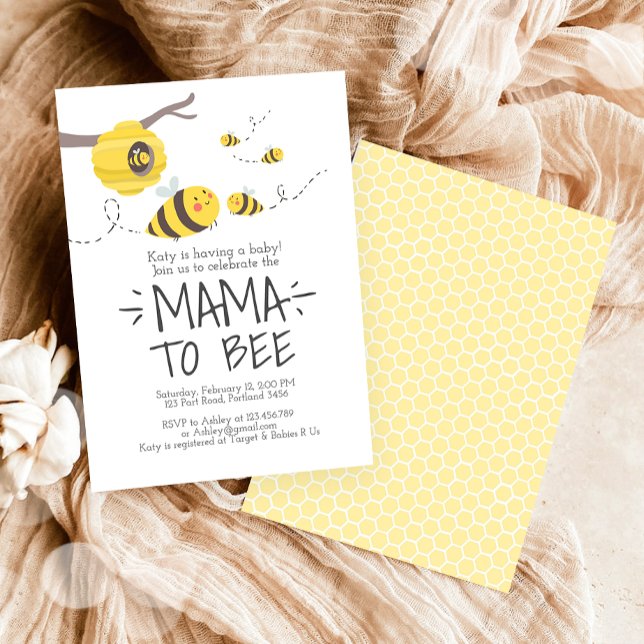 Invitation Mama to Bee Cute Honey Baby shower neutre (Créateur téléchargé)