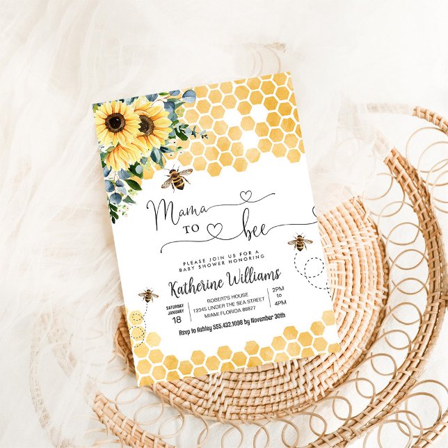 Invitation Mama To Bee Fête de Bébé abeille à Miel (Créateur téléchargé)