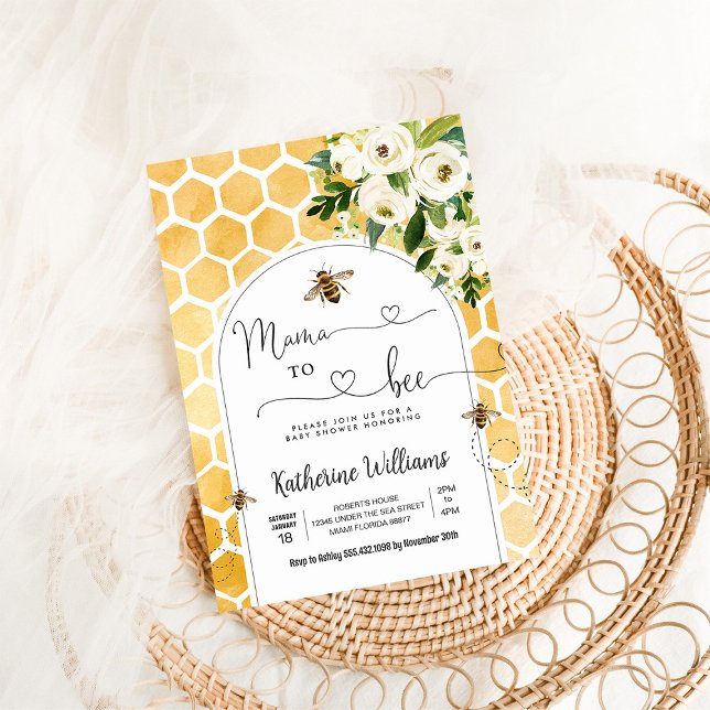 Invitation Mama To Bee Fête de Bébé abeille à Miel (Créateur téléchargé)