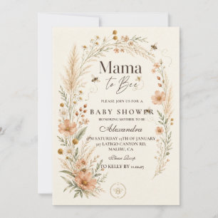 Invitation Mama To Bee Fête de Naissance Botanique