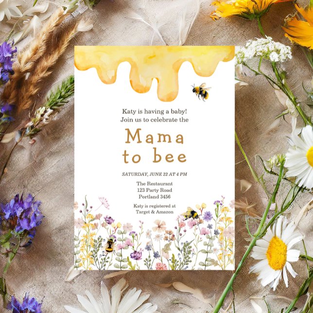 Invitation Mama to Bee Fleur sauvage Boho maman Baby shower (Créateur téléchargé)