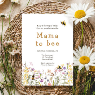 Invitation Mama to Bee Fleur sauvage Boho maman Baby shower