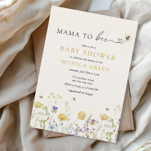 Invitation Mama to Bee Fleur sauvage Rustic Garden Baby showe