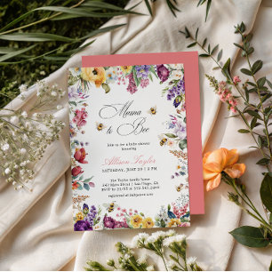 Invitation Mama To Bee Floral Coloré Fête Prénatale Bébé