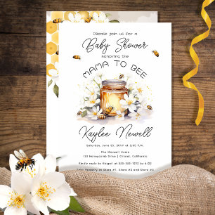 Invitation Mama to Bee Flowers and Bees Baby shower de miel