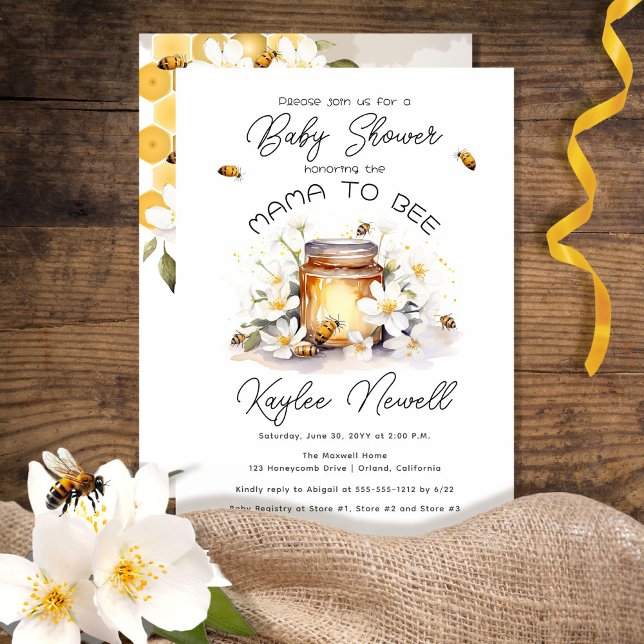 Invitation Mama to Bee Flowers and Bees Baby shower de miel (Créateur téléchargé)