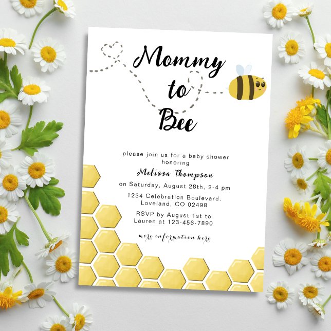 Invitation Mama to Bee Genre Neutral Honeycomb Baby shower (Créateur téléchargé)