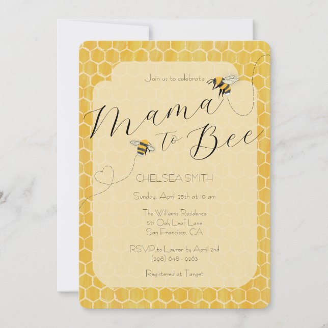 Invitation Mama to Bee Honeybee Baby Shower (Devant)